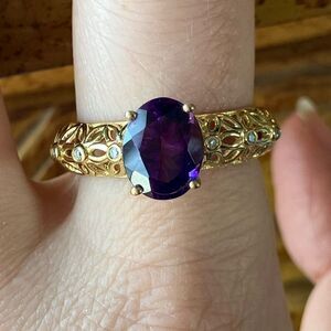 Moroccan Amethyst Moissanite Sterling Silver Ring Size 9